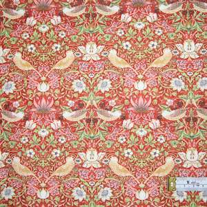 Craft Cotton Fabrics: Morris & Co - Mini Strawberry Thief - Thameside - Brick