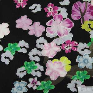 Printed Viscose Rayon Fabric - Black floral