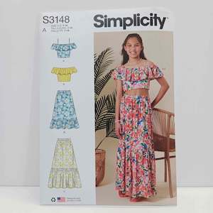 Simplicity Patterns New Releases: S3148 Girls Top and Skirt