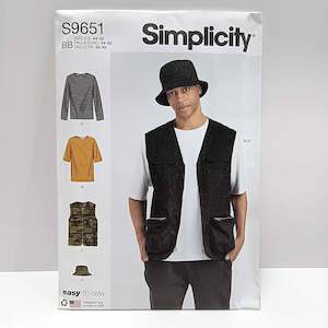 Simplicity Patterns Mens: S9651 Men's Top, Vest and Hat