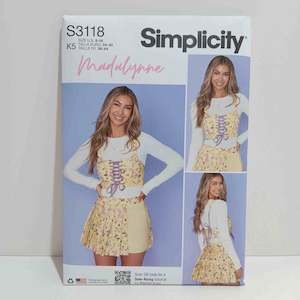 Simplicity Patterns Tops: S3118 Misses cropped corset and Skort