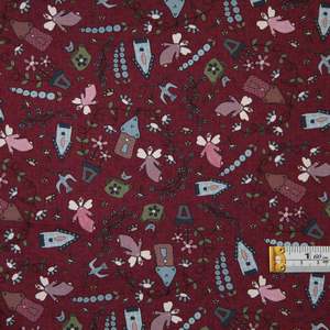 Craft Cotton Fabrics: Fairy Garden - Scenic Red