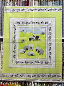 Craft Cotton Fabrics New Arrivals: Lewe the Ewe Panel - Light Green