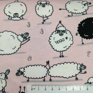 Fabric New Arrivals: Printed Cotton Wincyette - Sheep/Pink