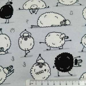 Printed Cotton Wincyette - Sheep/Grey