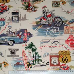 Craft Cotton Fabrics: Memories of Route 66 - Off White