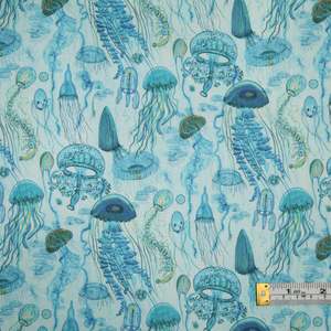 Craft Cotton Fabrics: Deep Blue - Jellyfish
