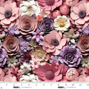 Craft Cotton Fabrics: Another Dimension -Flower Bed Peach