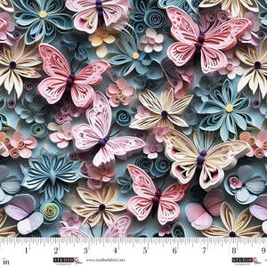 Craft Cotton Fabrics: Another Dimension -Butterflies and Flowers