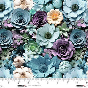 Craft Cotton Fabrics: Another Dimension - Flower Bed Turquoise