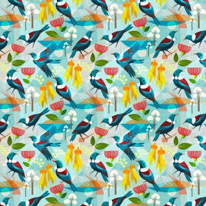 Craft Cotton Fabrics: Birdsong - Tui Blue