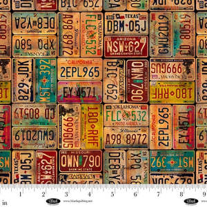 Craft Cotton Fabrics: Historic Highway - Vintage Licence Plates