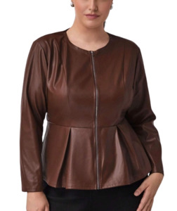 Plus Size Outerwear Assunta - PU Leather Jacket