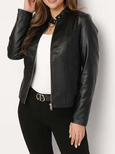 Plus Size Outerwear Ines - PU Leather Jacket