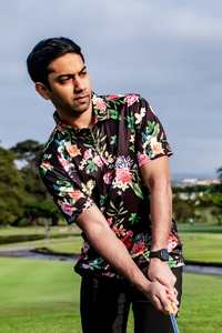 CA Funky Golf Polo | Black Floral