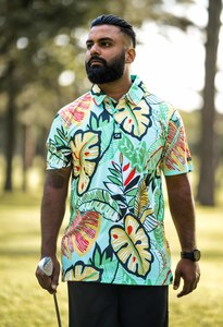 Golf Polos: CA Funky Golf Polo | Leafy Greens