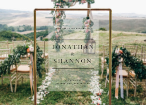 Products: CLASSIC TRANSPARENT WEDDING SIGN Custom Cake Toppers