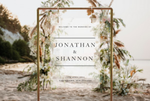 CLASSIC FROSTED WEDDING SIGN Custom Cake Toppers