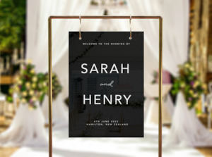 ELEGANT ONYX WEDDING SIGN Custom Cake Toppers