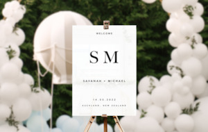 Products: CLEAN IVORY WEDDING SIGN Custom Cake Toppers