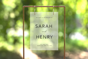 ELEGANT FROSTED WEDDING SIGN Custom Cake Toppers