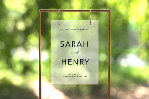 Products: ELEGANT FROSTED WEDDING SIGN Custom Cake Toppers