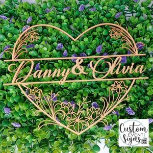 Products: Monogram Heart with names - Custom Event Signs