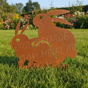 naughty rabbits garden stake