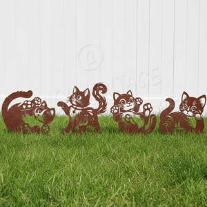 Garden Art: cute kitten garden stakes