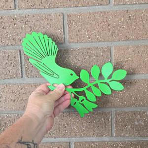 fantail on kowhai - telecom green