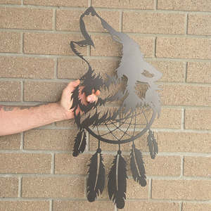 Animals And Insects: wolf dreamcatcher - matt black