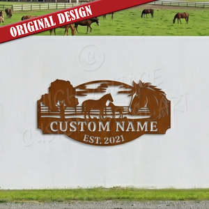custom farm sign - horses