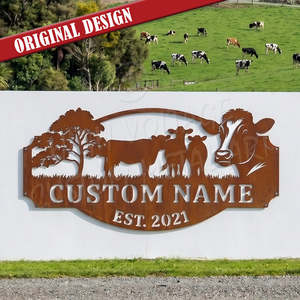 Animals And Insects: custom farm sign - cows