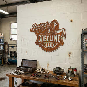 Man Cave Decor: retro gasoline alley - corten