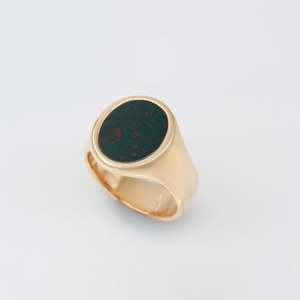 Yellow Gold Bloodstone Signet Ring