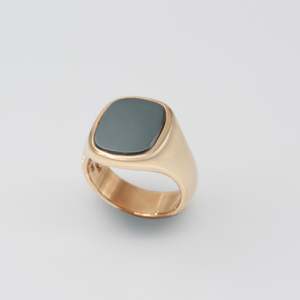 Yellow Gold Hematite Signet Ring