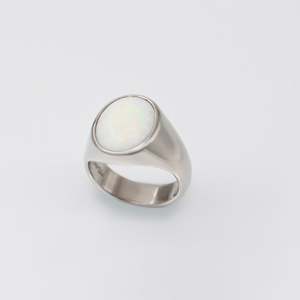 Palladium Opal Signet Ring