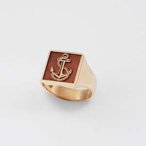 Yellow Gold Anchor Signet Ring