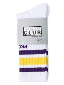 Pro Club Stripe Crew Sock - Men's - Large- Yellow/Purple