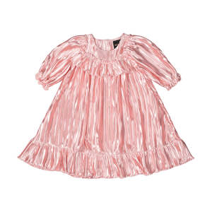 Rock Your Kid Pink Pleated Metallic Dress