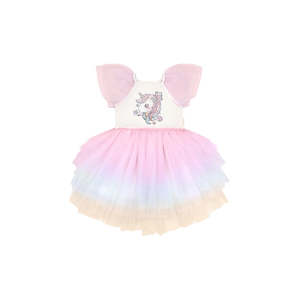 Huxbaby Unicorn Tiered Rainbow Party Dress