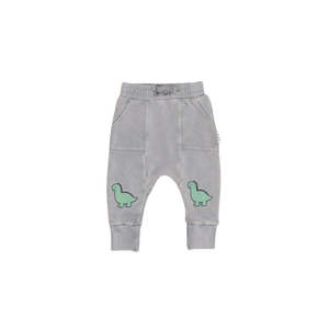 Pants Boy: Huxbaby Vintage Grey Dino Drop Crotch Pant