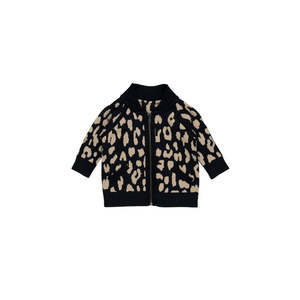 Huxbaby Leopard Reversible Knit Bomber Jacket