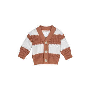 Cardigans Jumpers Boy: Huxbaby Terracotta Stripe chunky Cardigan