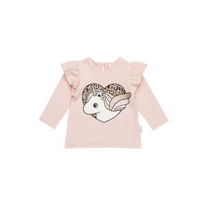 T Shirts Top Baby Girl: Huxbaby Unicorn Heart Frill Top