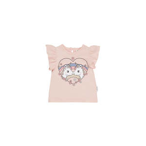 T Shirts Top Baby Girl: Huxbaby Unicorn Heart Frill T-Shirt