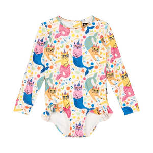 Swimwear Outlet: Rock Your Kid Purrmaids LS Rashie One Piece Swim with Lining