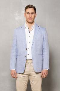 Blazer: Johnson Linen Herringbone Blazer: Sky