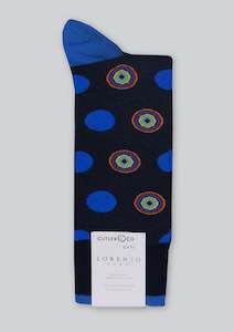 Accessories: Lorenzo Uomo bullseye socks - Black, blue