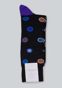 Accessories: Lorenzo Uomo dot socks - Black, Purple